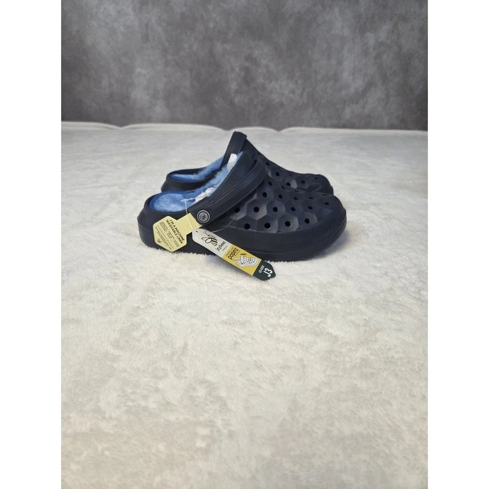 Joybees Fur Lined Clogs Childs Size 4 Navy NWT